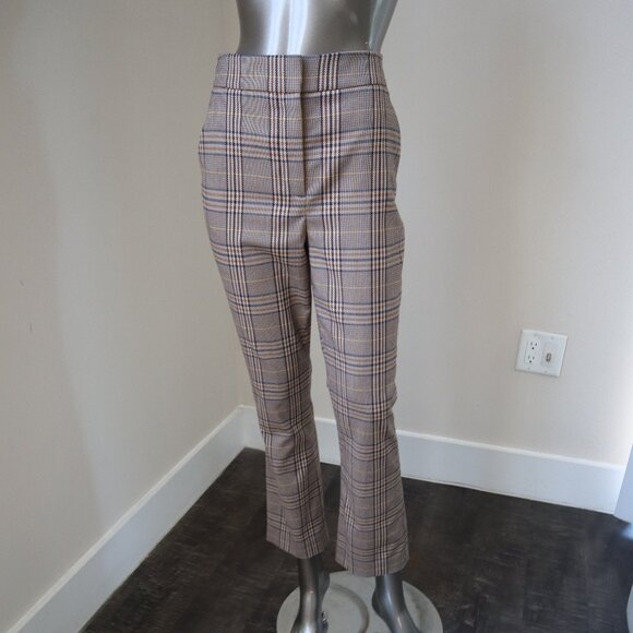 Veronica Beard Tani Pant Brown Check Plaid Classic Trousers Size 4 - Picture 2 of 8